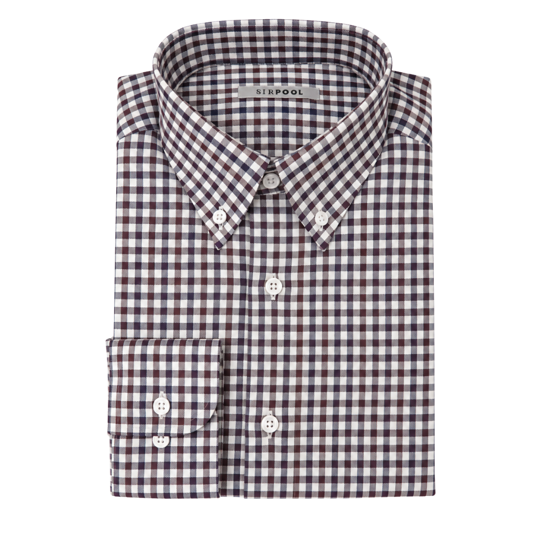Camisa Viyela Cuadros Azul / Marrón Grueso