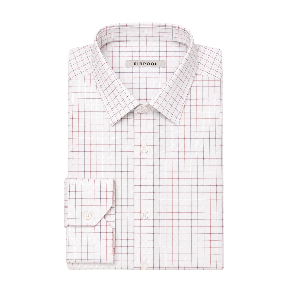 Camisa Cuadro Raya Fina Azul y Rojo