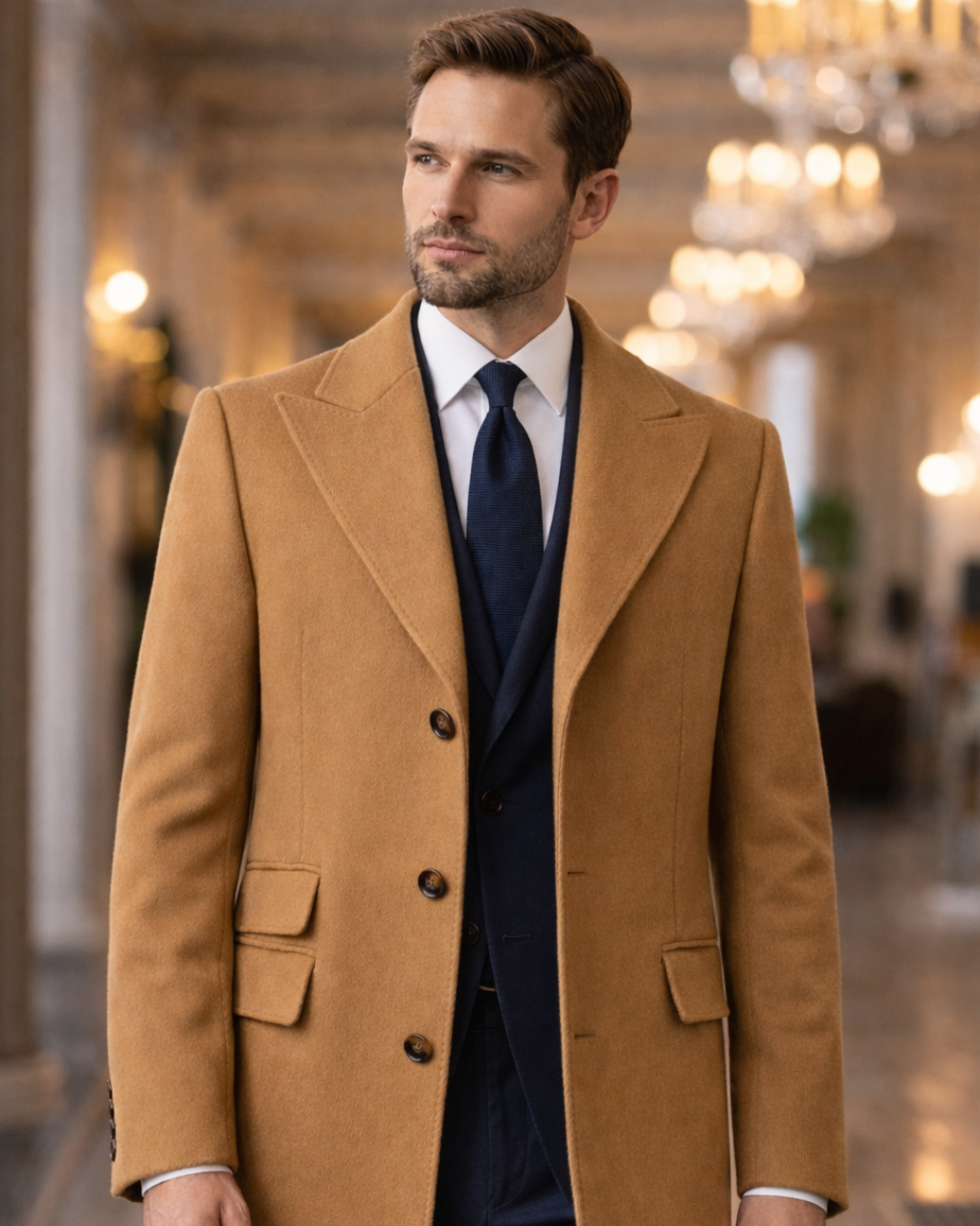 Straight coat with 3 buttons