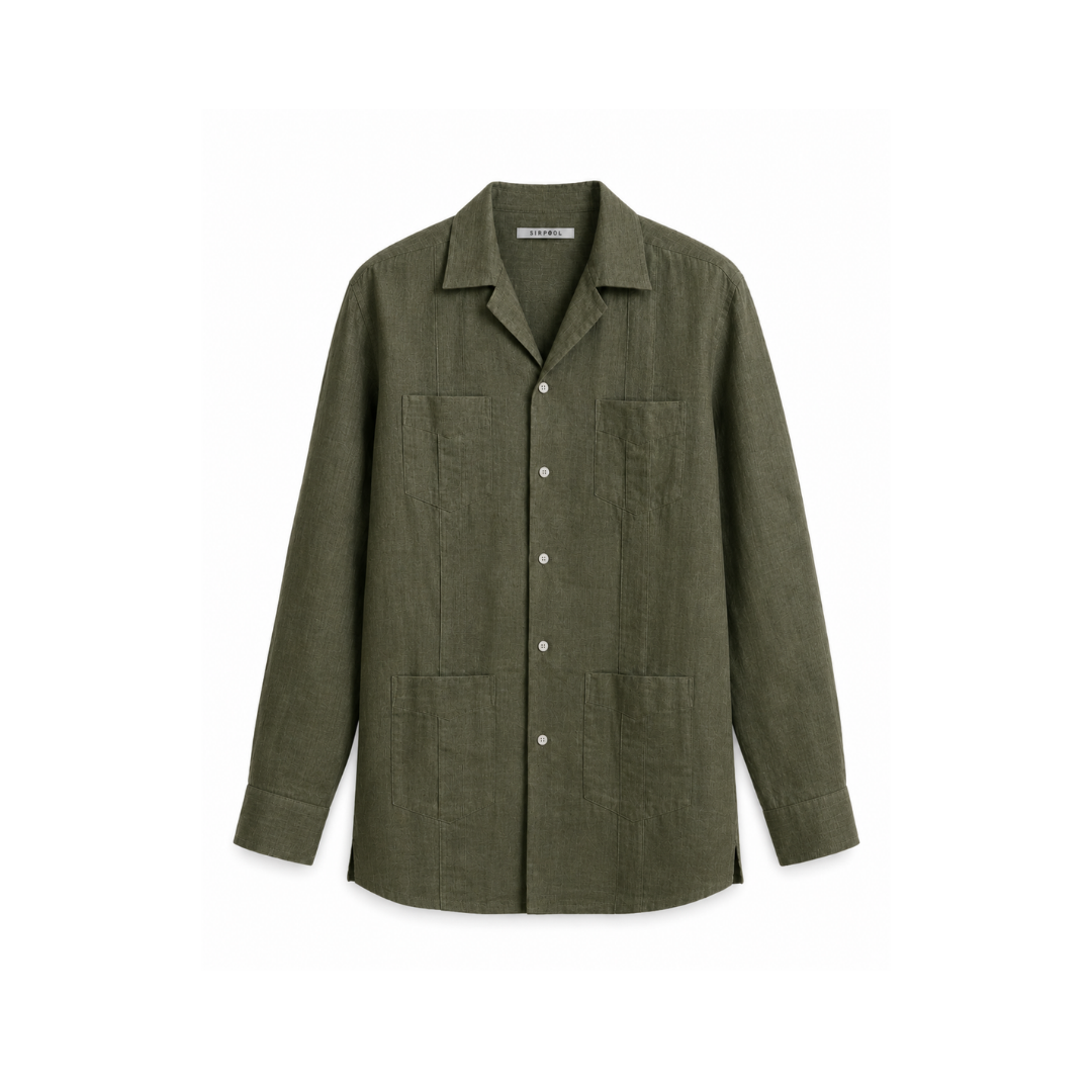 GUAYABERA VERDE OLIVA