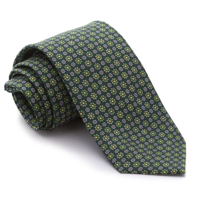 Verde Botella Flores Verdes y Amarillas